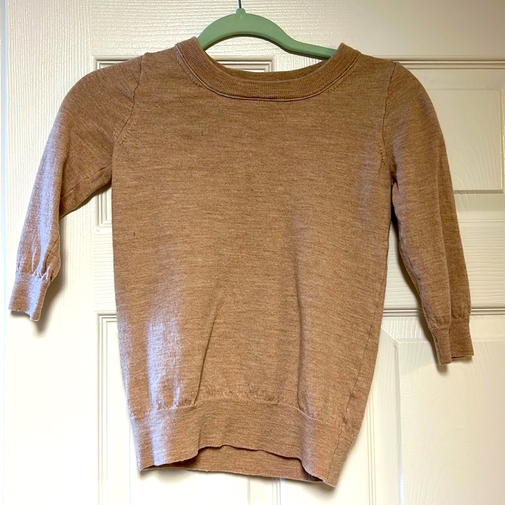 JCrew tan sweater 3/4 sleeves